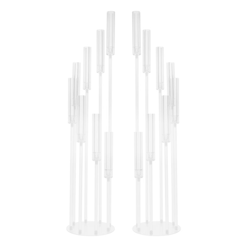 2 pièces bougeoir en acrylique à 8 bras, candélabre transparent à 8 bras, ajustement de bougies à DEL de 0,8 po