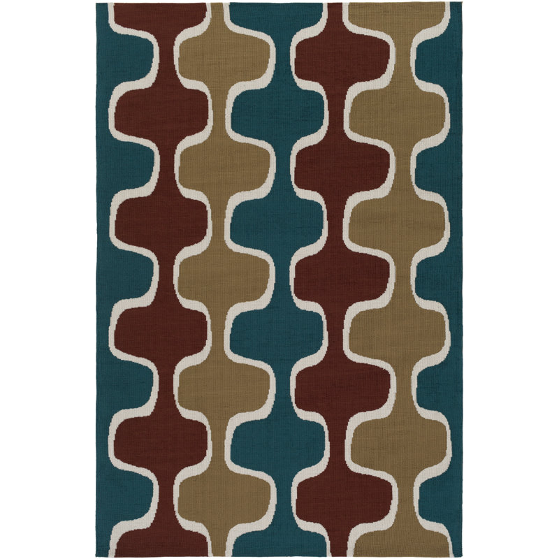 Zack Brown/Red/Blue Area Rug, Rectangle 2' x 3'