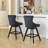 Swivel Velvet Barstools Set Of 2 With Button Tufted Decoration And Wooden Legs-2070239192