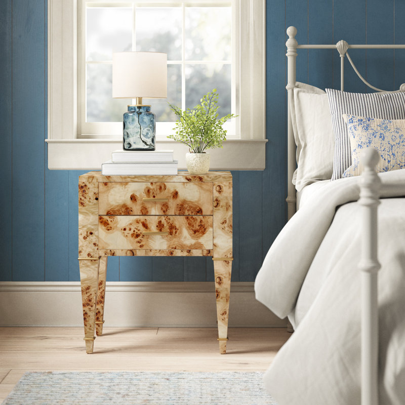 Mazekine 2 - Drawer Nightstand, Natural Burl