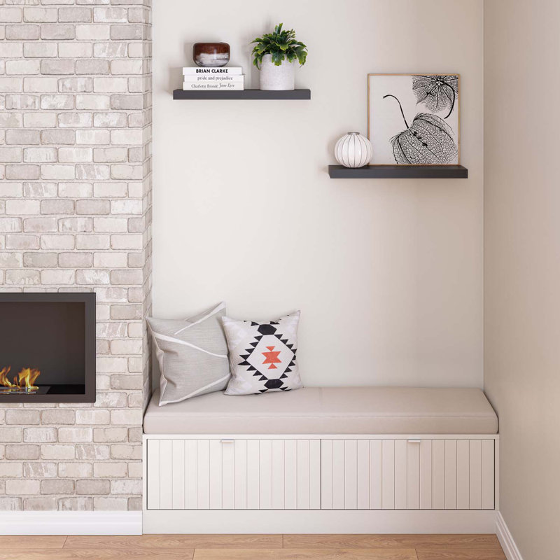 Sydney 24" W x 6" D Floating Shelves Set with Invisible Wall Mount Brackets, Black