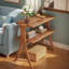 24.6'' Tall End Table Side Table With 2-Tier Storage Shelves And Solid Wood Legs(1 PCS)-814716895-834404196