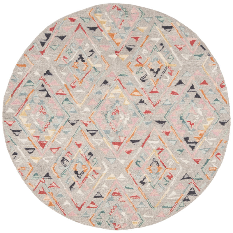 Tapis en laine et en coton touffeté à la main Sturgill, Rond 5 pi