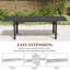 Table de salle à manger extensible en aluminium de 97,2 pouces avec des feuilles coulissantes et un cadre résistant aux intempéries, parfaite pour toutes les saisons