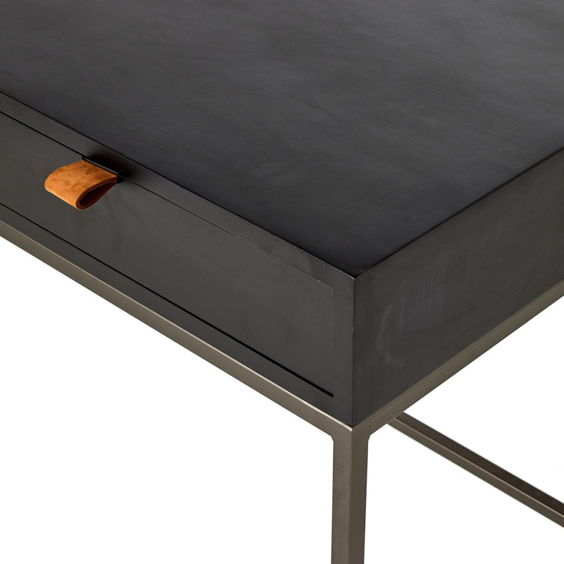 Trey Desk System With Wide Filing Cabinet,  Black Wash Poplar