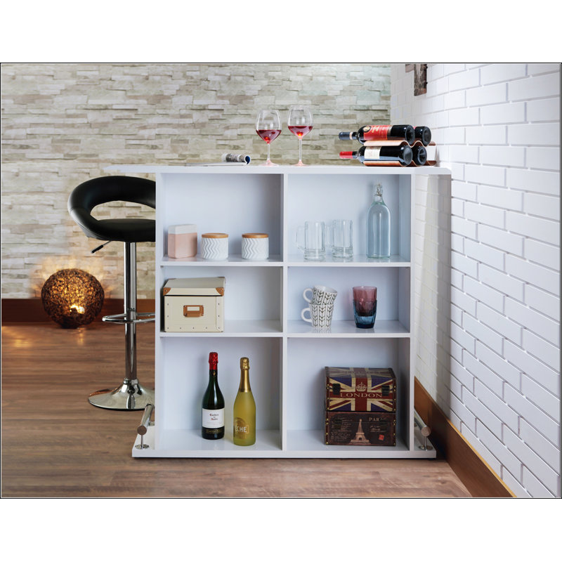 White High Gloss 6-Shelf Bar Table