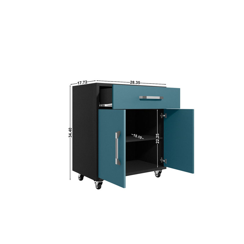 Aseem 2 Piece Single Storage Cabinet ( 36.22'' H x 59.84'' W x 19.69'' D), Matte Black/Aqua Blue