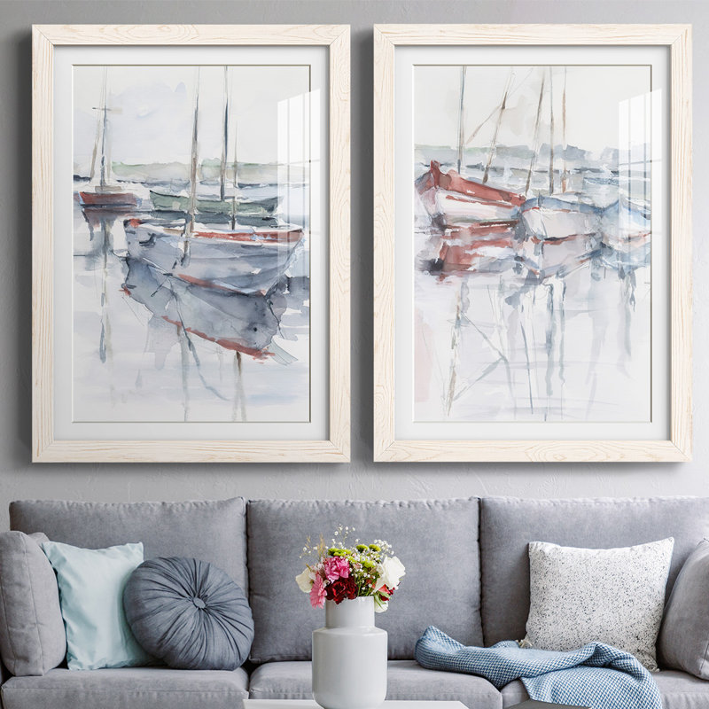 «Watercolor Harbor Study I», reproduction encadrée de qualité supérieure - prête à être accrochée, Blanc