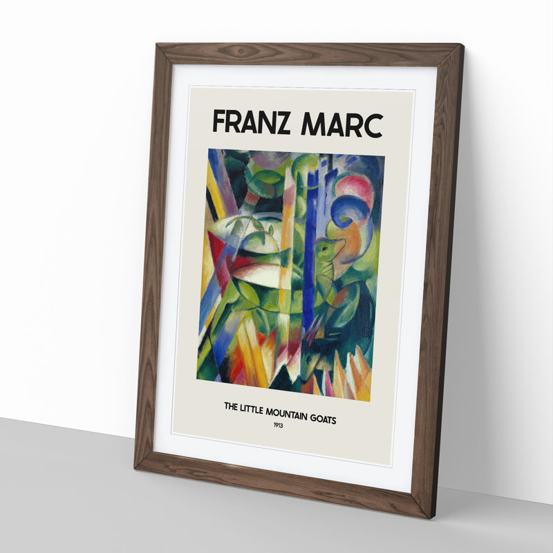 The Little Mountain Goats by Franz Marc - Picture Frame Painting, 36cm H x 27cm W x 2cm D, Walnut Framed