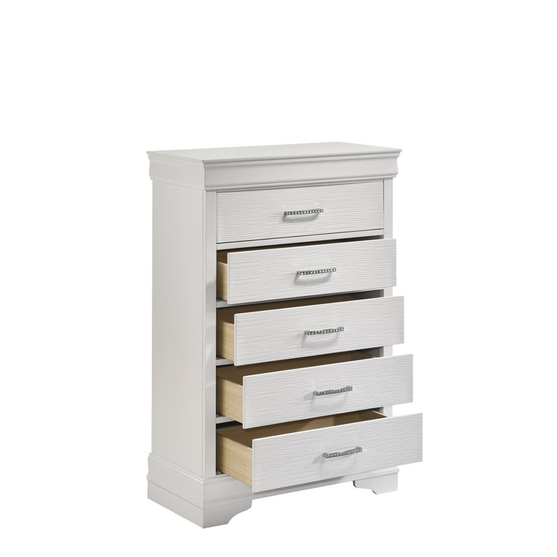 Ensemble de chambre à coucher standard 5 pièces Mayodan, Blanc, Simple