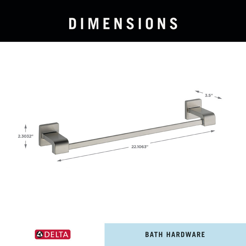 Ara Wall Mounted Towel Bar, 2.3" H x 18" L x 3.5" D, Brilliance Stainless