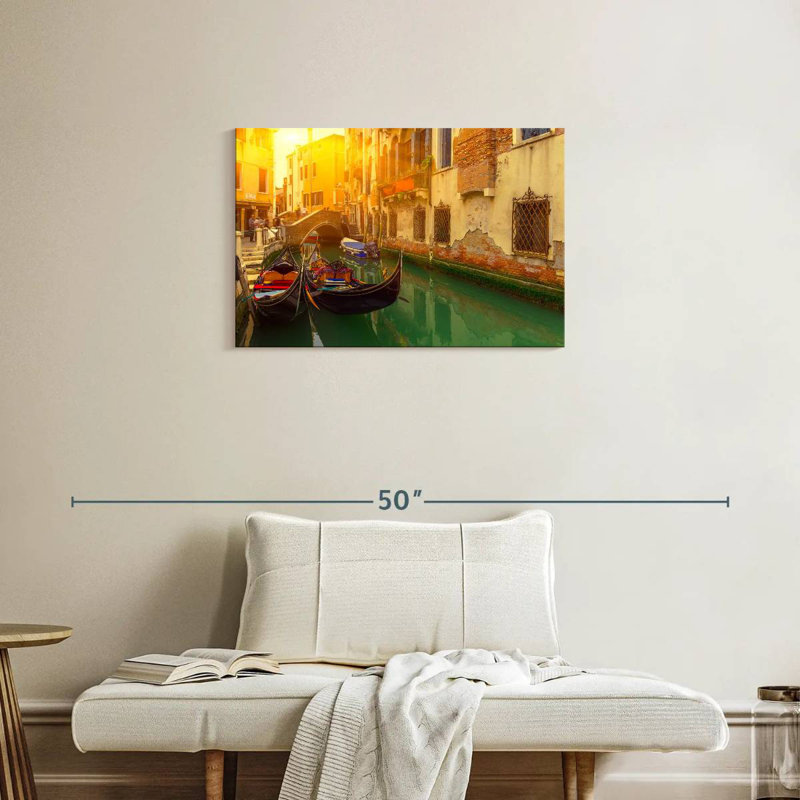 Gondoles du canal Ravi à Venise, H 20 po x l 30 po