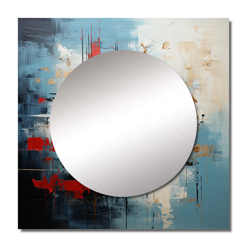 Quentisha - Grand miroir mural carré abstrait pour chambre à coucher, 23 po x 23 po