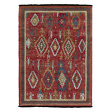 Tribal Rug In Red, Blue And Brown Geometric Pattern By Rug & Kilim