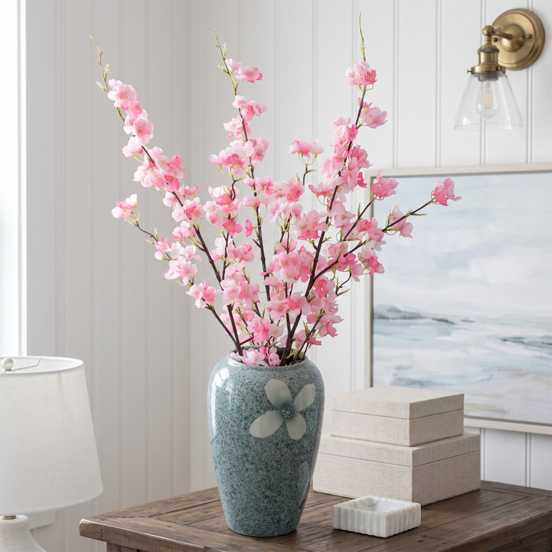 Décoration intérieure en fleurs de cerisier artificielles (lot de 3), Pink