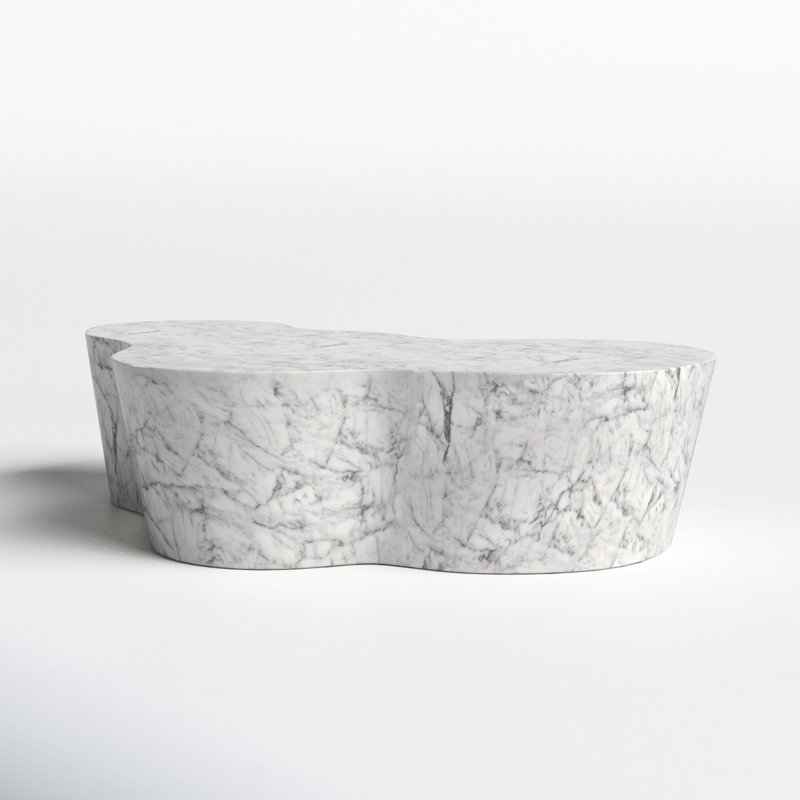 Free Form White Marble Outdoor Coffee Table