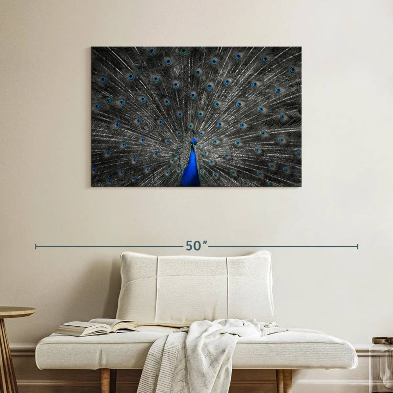 Crowle Blue Peacock Feather, 26" H x 39" W