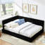 Lit tapissier double avec rembourrage de soutien et tissu en velours noir pour le salon de la chambre à coucher Lit de jour de style Mid-Century, revêtement doux