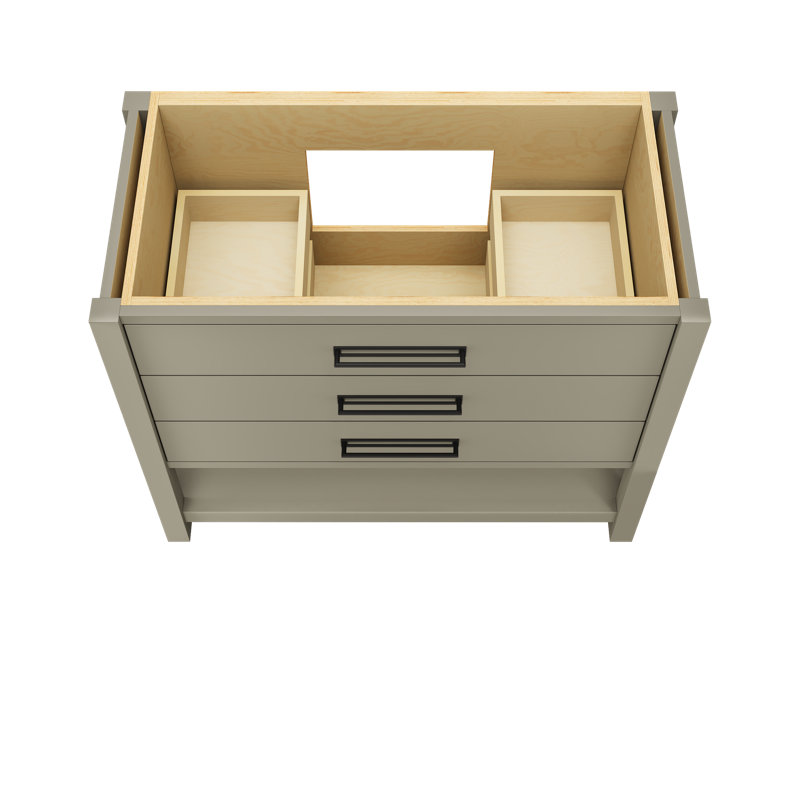 Kiawah Three-Drawer Single Bath Vanity, French Olive, Matte Black, 42"