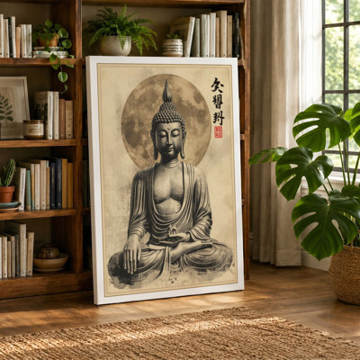 Meditating Buddha Japandi - Wrapped Canvas