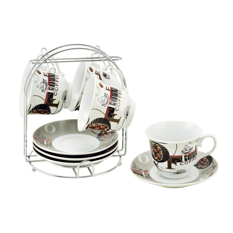 Tasse à café et soucoupe sur pied en métal Lorren Home Trends