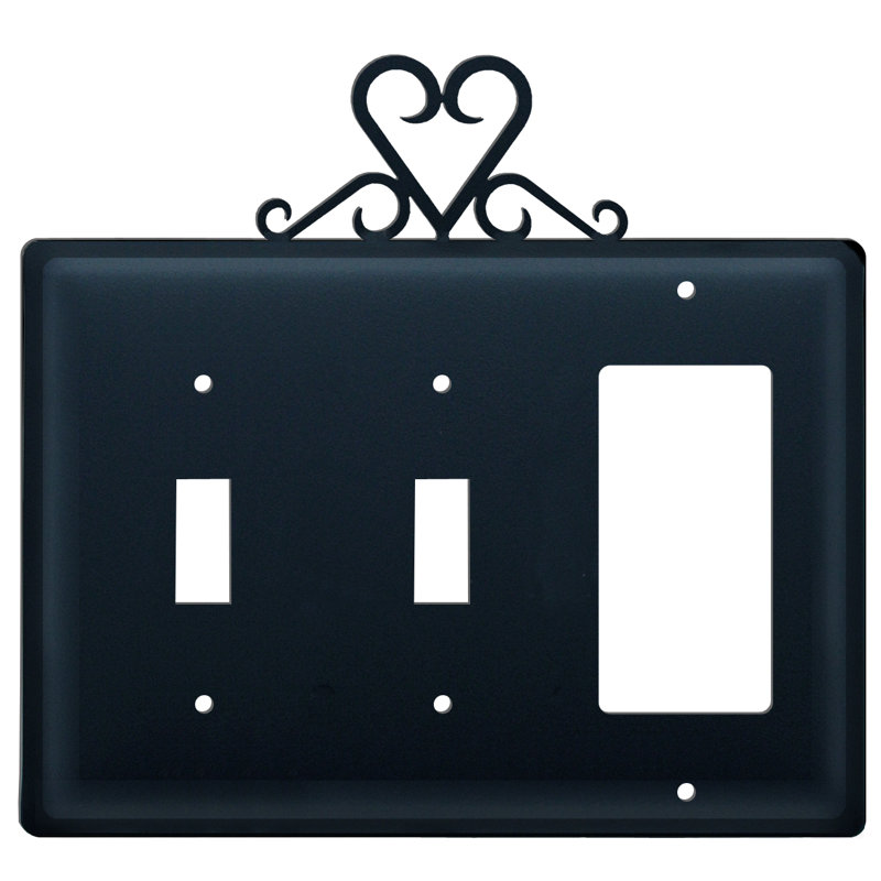 Heart 3-Gang Toggle Light Switch / Rocker Combination Wall Plate