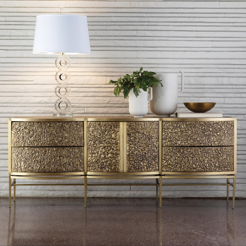 Crinkle Long Cabinet-Brass/Bronze