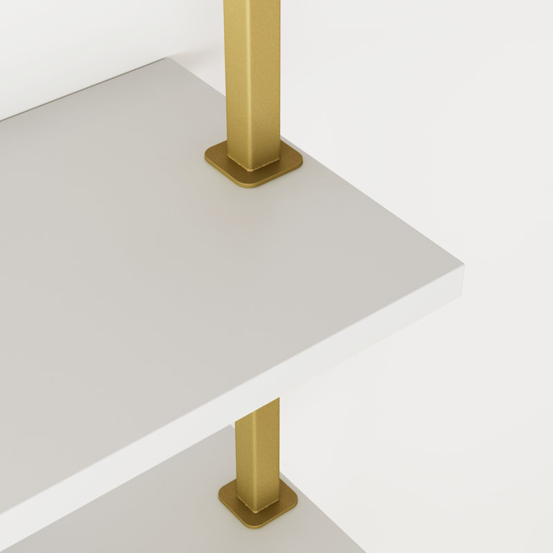Floating Bookcase, White/Gold