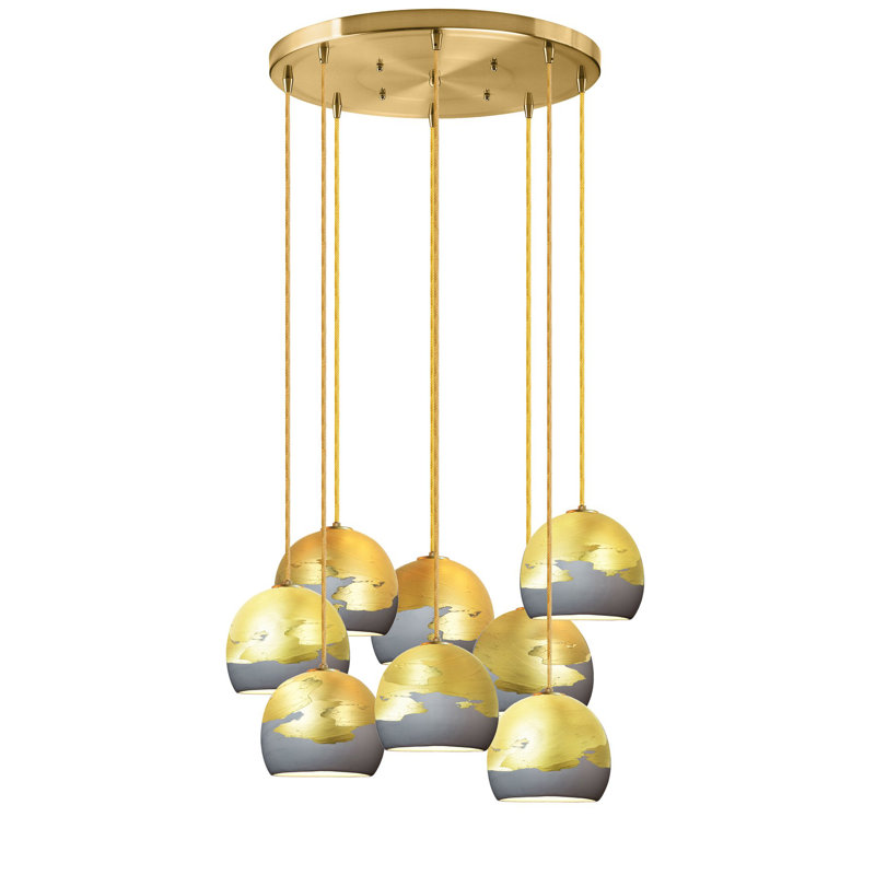 8 - Light Crystal Chandelier, 48" H x 18" W x 18" D, Gold, Gold