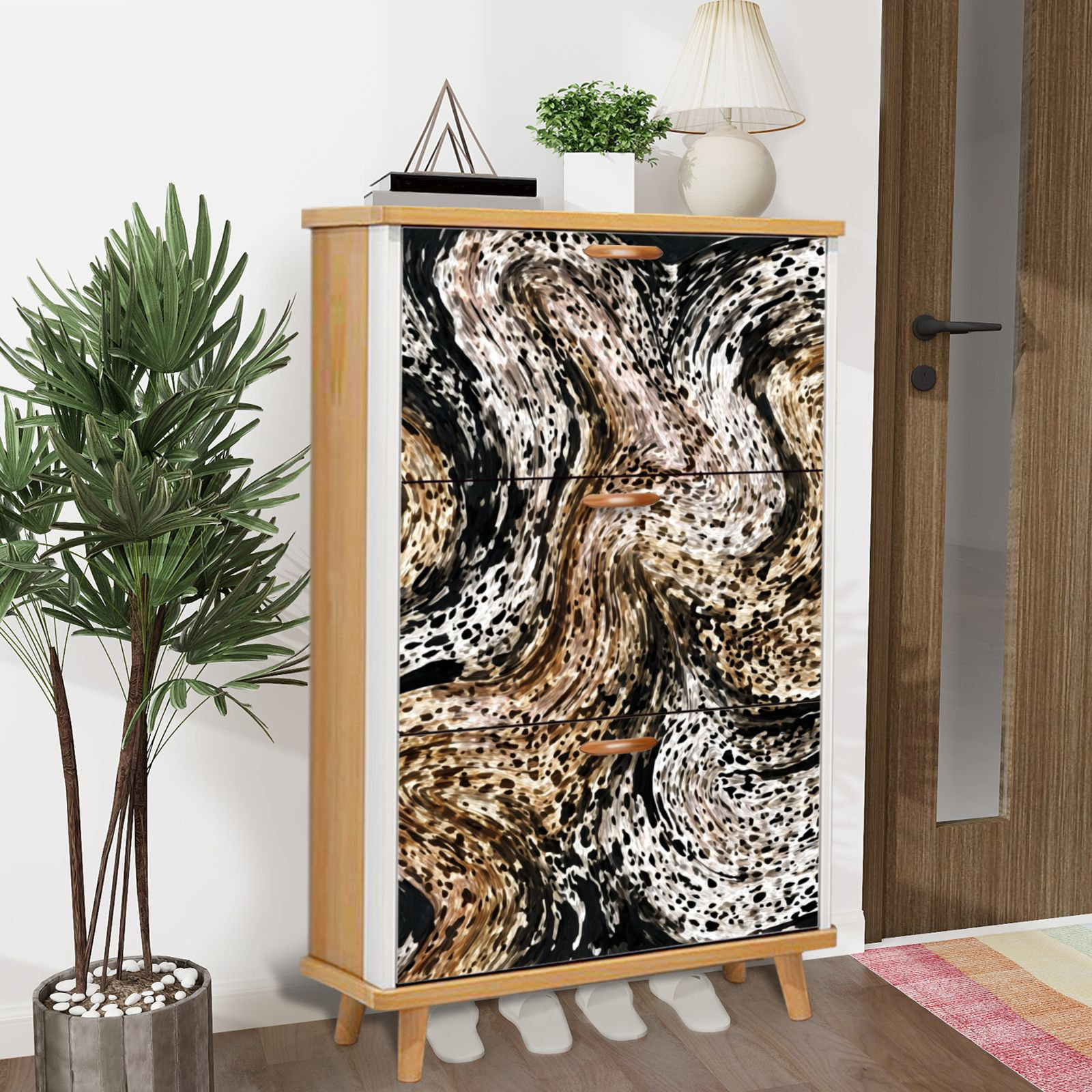 East Urban Home Shoe Storage Cabinet with 3 Flip Drawers for Liquid ...