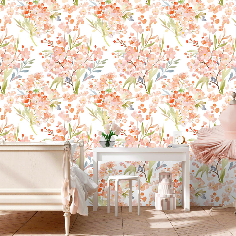 Papier peint floral rose pour la chambre à coucher