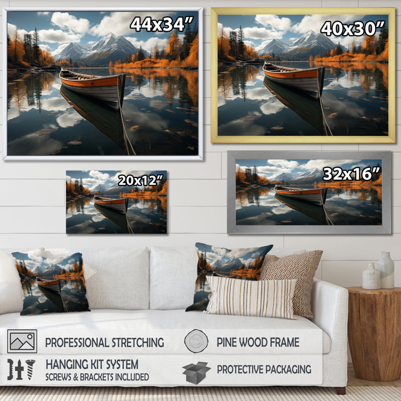 Canada Mountain Lake Reflections I sur impression sur toile, H 24 po x l 32 po x P 1 po, Toile tendue