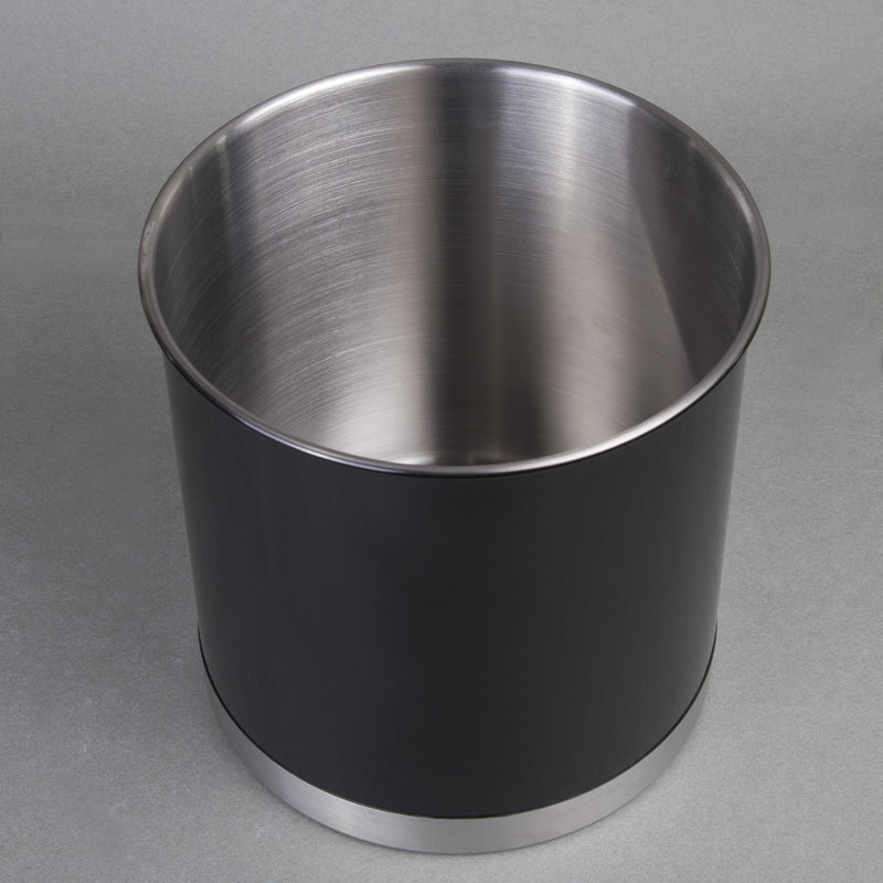 Pot à ustensiles Creative Home en acier inoxydable avec base lestée anti-basculement, noir, H 7 po x l 7 po x P 7 po, Noir