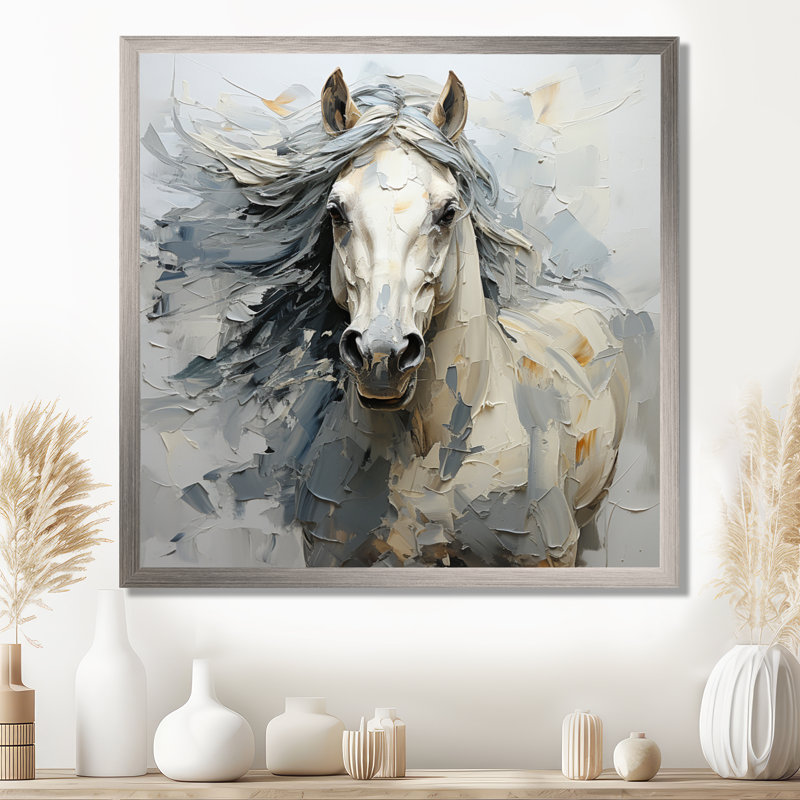 Fantaisie, cheval féminin I - impression sur toile, Cadre simple argenté, H 30 po x l 30 po x P 1 po