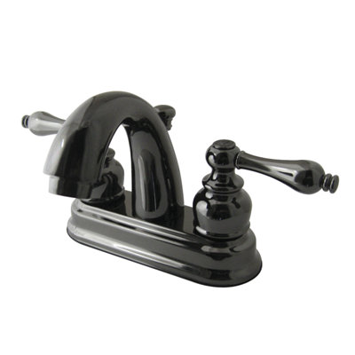 Kingston Brass Water Onyx Two-Handle 3-Hole Deck Mount 4" Centerset Bathroom Faucet with Plastic Pop-Up