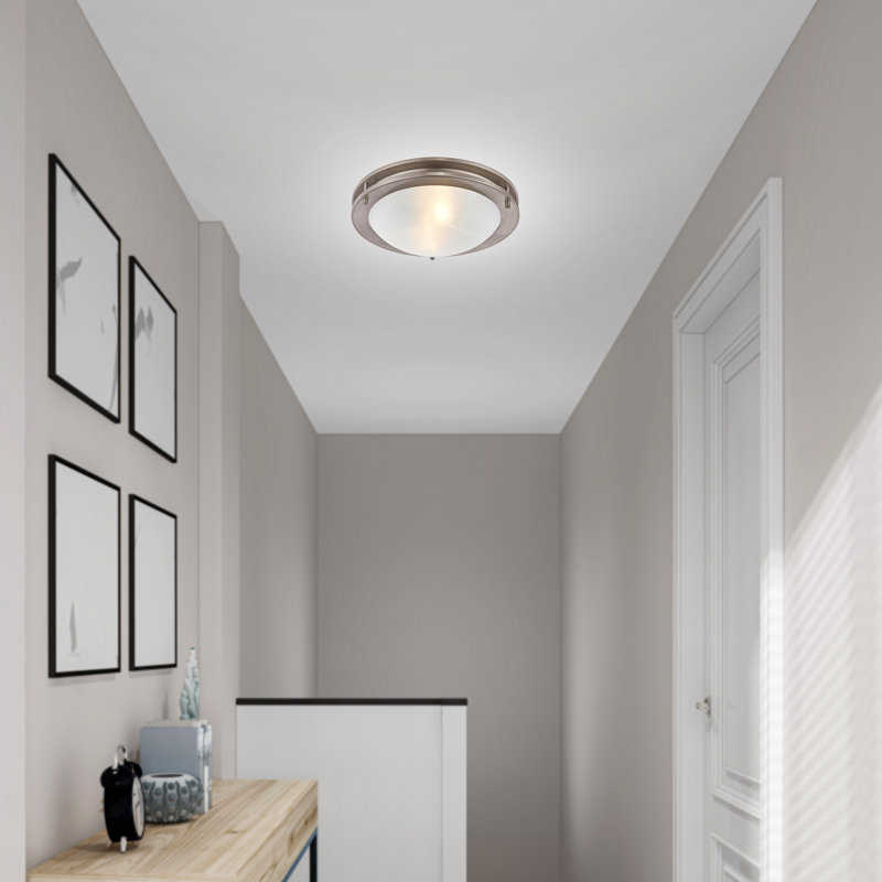 Plafonnier encastré 2 lumières Adrielle, Nickel brossé, H 5 po x l 17 po x P 17 po