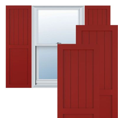 True Fit PVC Farmhouse/Flat Panel Combination Fixed Mount Shutters