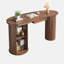 Bureau d'ordinateur 59 pouces de forme ovale avec porte coulissante en tambour, bureau de direction avec tiroir et armoire de rangement cachée-498732501