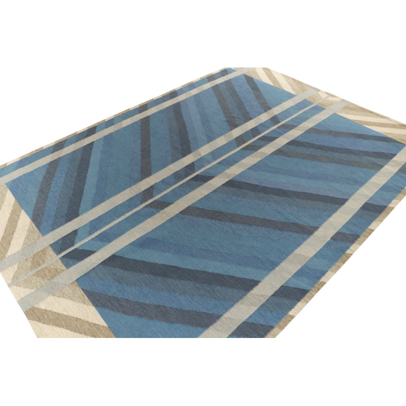 Scandinavian Wool Chevron Area Rug, Recatangle 10' x 14'