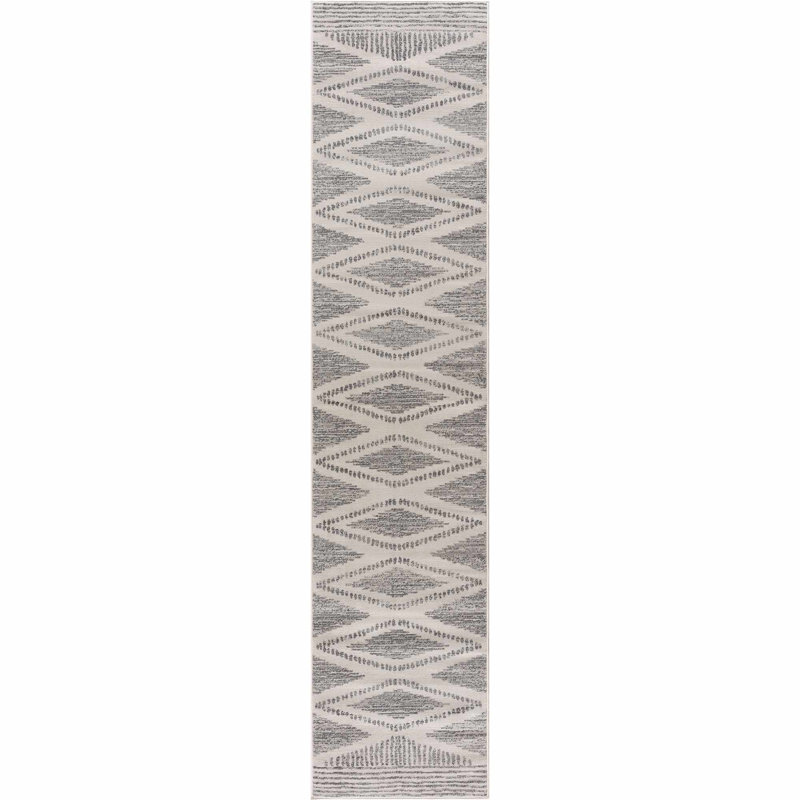 Dounia Modern Performance Gray Area Rug, Runner 2'7" x 12'