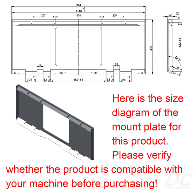 Seau de ciment et de béton Skid Steer 1/2
