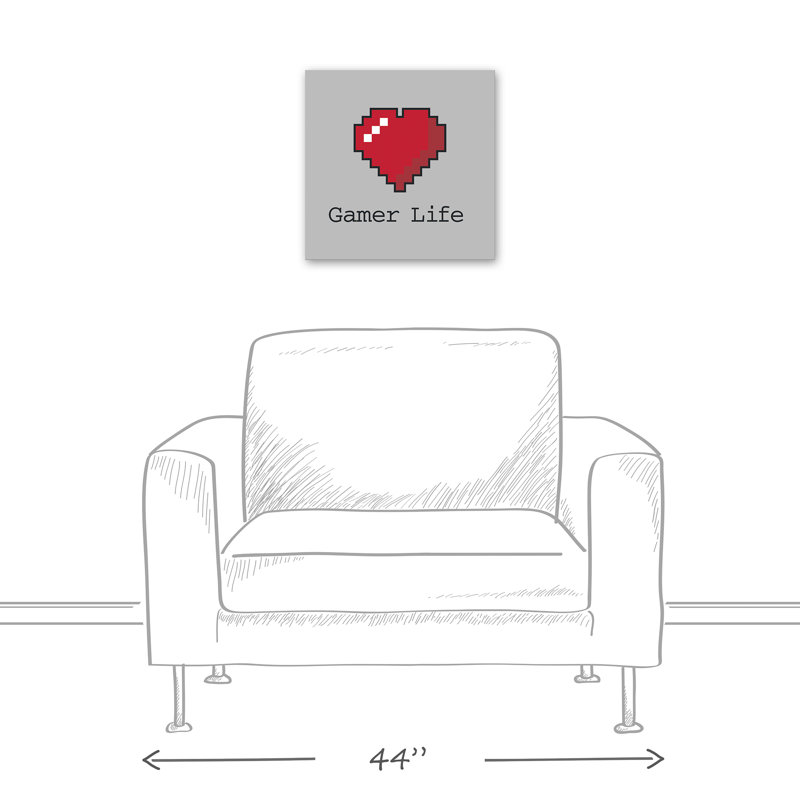 « gamer life », art sur toile Tomalin, H 16 po x l 16 po x P 1,25 po