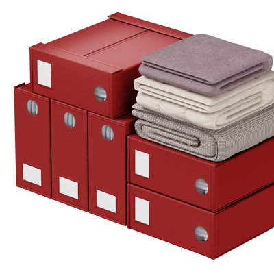 Ensemble de 6 organisateurs de draps et rangement, organisateur de placard en lin pliable avec fenêtre pour literie grand et très grand