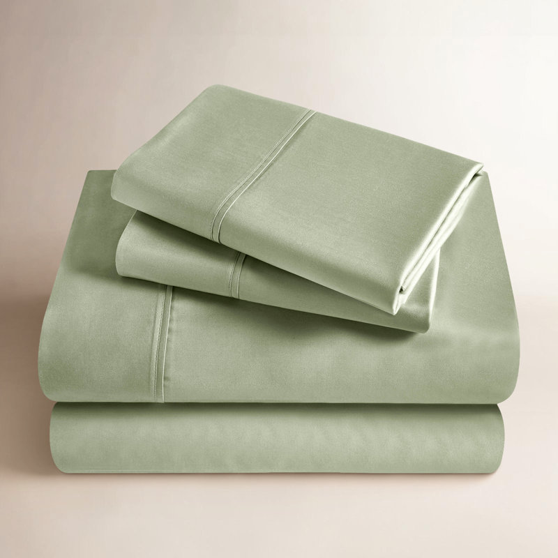 Ensemble de draps en satin de coton à densité de tissage 700 fils Verdie Écosse, Double, ISE