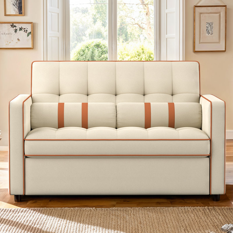 Brittany  3 in 1 Pull Out Sofa Bed with Adjustable Backrest, 70" Convertible Loveseat Velvet Sleeper Sofa with USB Port, Side Pockets & Cylinder Pillows for Living Room Apartment