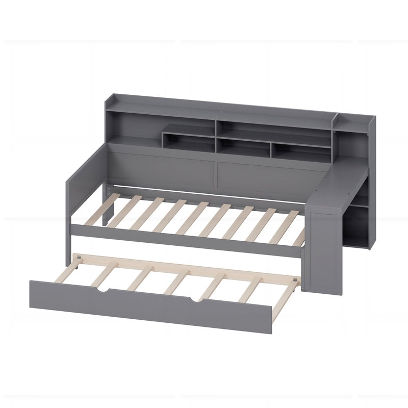 Wooden Daybed with Storage Shelves, Twin