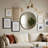 Adelina 30-Inch Round Hammered Metal Wall Mirror-446105730