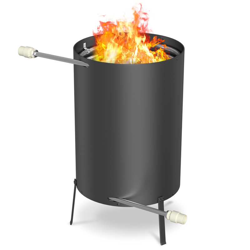 Firewood Pool Heater, Stainless Steel Fire Barrel Pool Heater, Wood Burning Heating Stove for Above Ground and Garden Pools, Equipped with Fireproof Mat