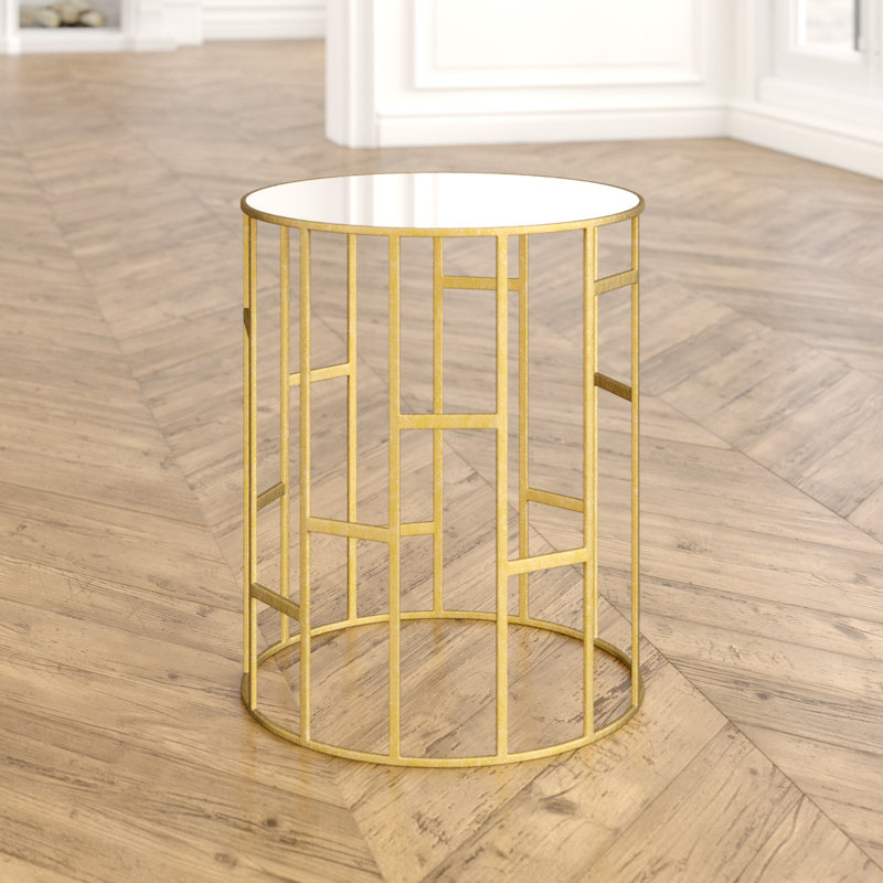 Vang End Table, Gold / Mirror