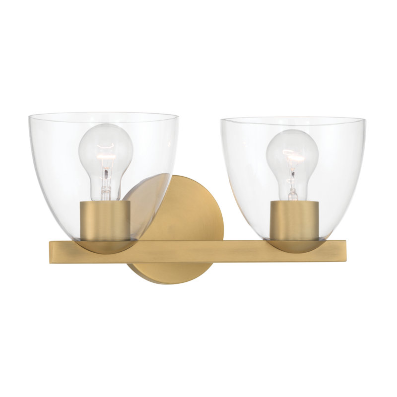 Meuble-lavabo 2 lumières 15,25 po Noellea, H 7,5 po x l 15,25 po x P 7,75 po, Laiton, Deux lumières